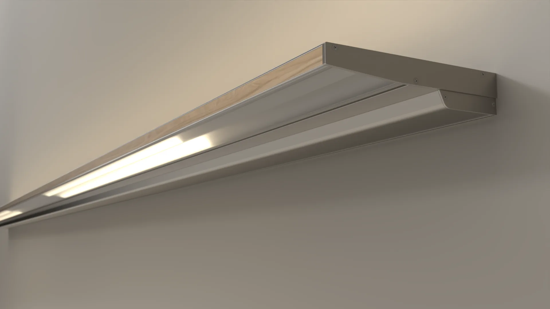 Slender wall luminaire S 130 in naturally anodised aluminium with indirect light on a bright wall