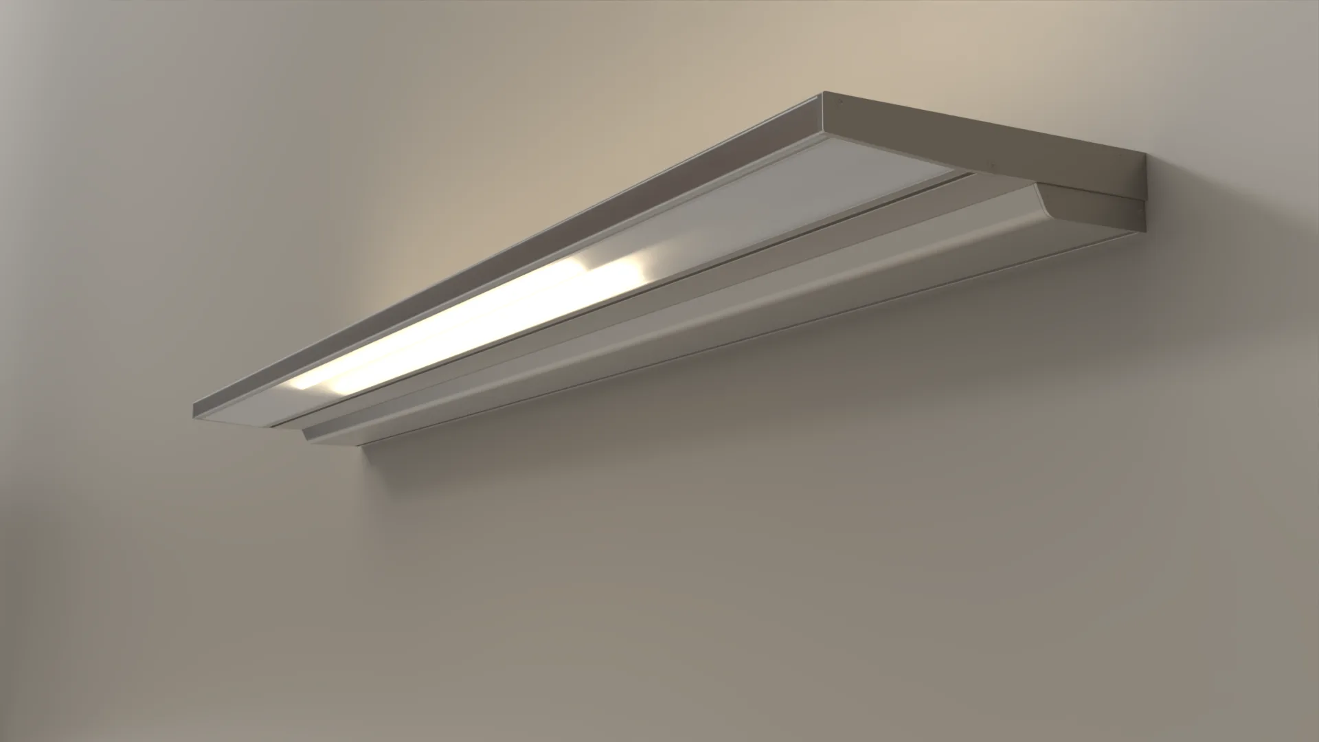 Angled view from below of the S 130 wall luminaire made of anodised aluminium with indirect light output upwards